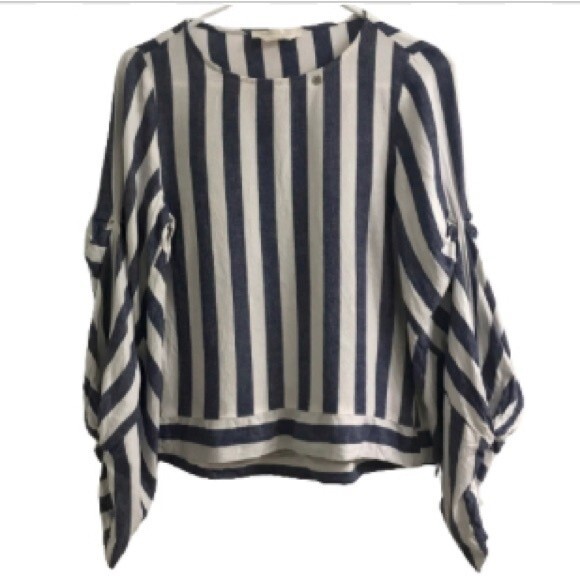Roberta Biagi Linen Blend Striped Popover Blouse Top S - Picture 1 of 9